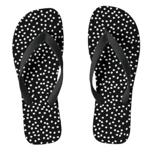 Modern Abstract Cute Polka Dot Black and White Jandals