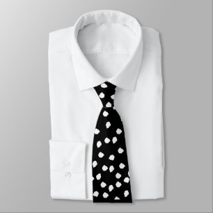 Modern Abstract Cute Polka Dot Black and White Tie