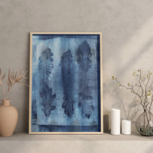 Modern Abstract Cyan Blue Botanical  Poster