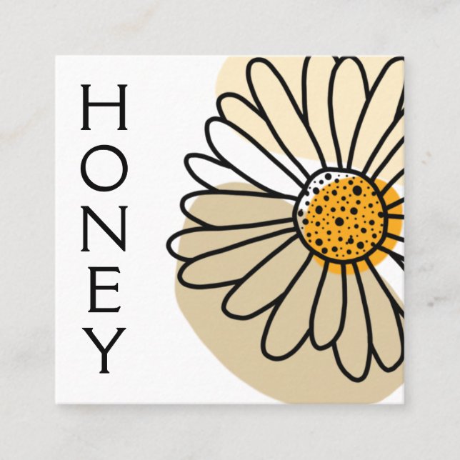 Modern Abstract Daisy Honey Apiary Square Business Card (Front)