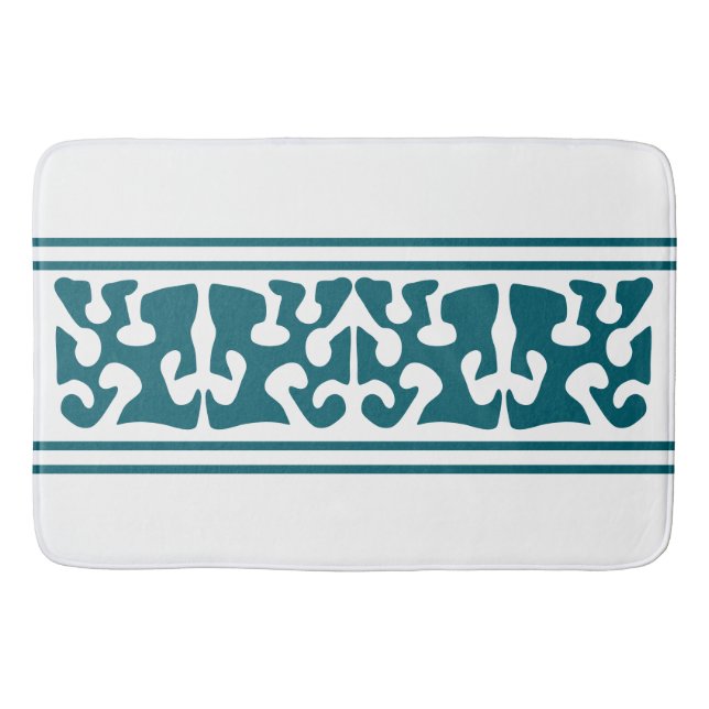 Modern Abstract dark teal shape art Bath Mat (Front)