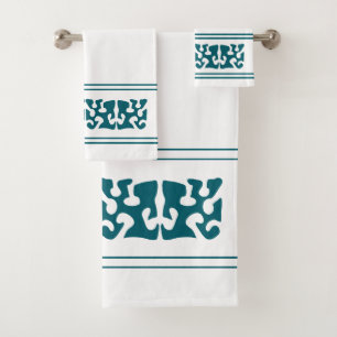 Modern Abstract dark teal shape art Bath Towel Set