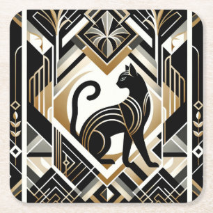 Modern Abstract Decorative Cat Paper Coaster