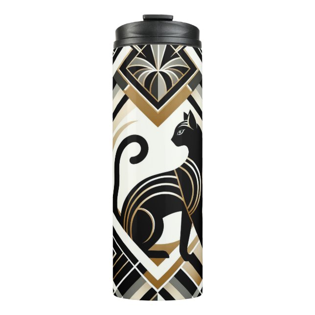 Modern Abstract Decorative Cat Thermal Tumbler (Front)