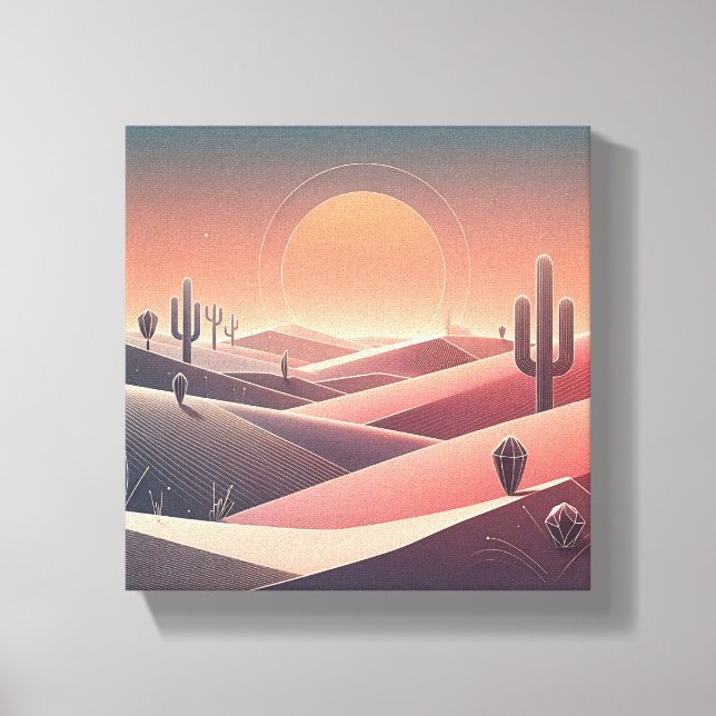 Modern Abstract Desert Landscape - Geometric Sunse Canvas Print (Front)