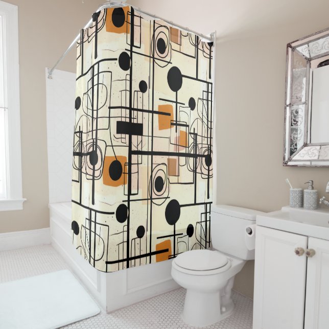 Modern abstract design, dynamic lines Throw Pillow Shower Curtain (In Situ)