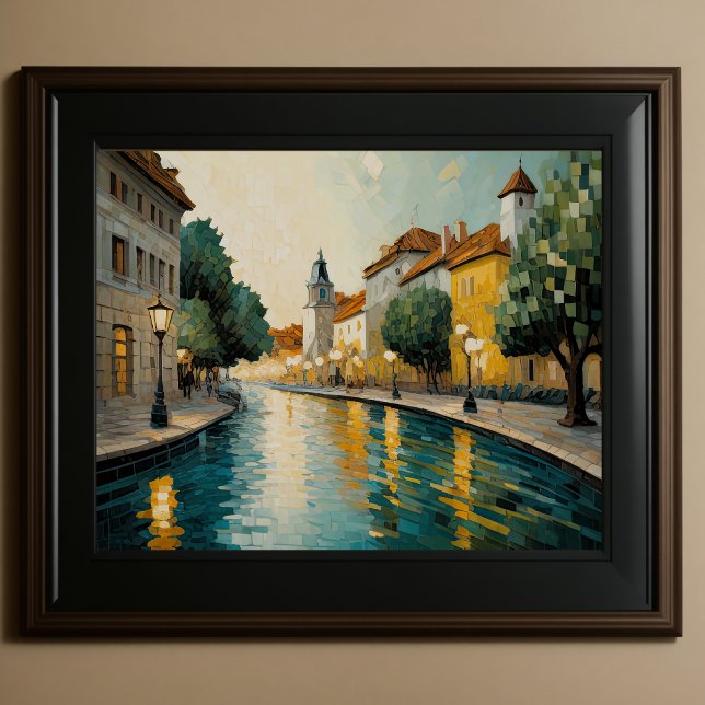 Modern Abstract Design Gold Orange Blue European  Poster (Creator Uploaded)