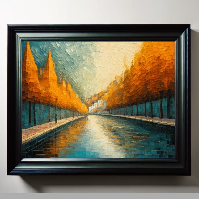 Modern Abstract Design Gold Orange Blue European  Poster (Creator Uploaded)