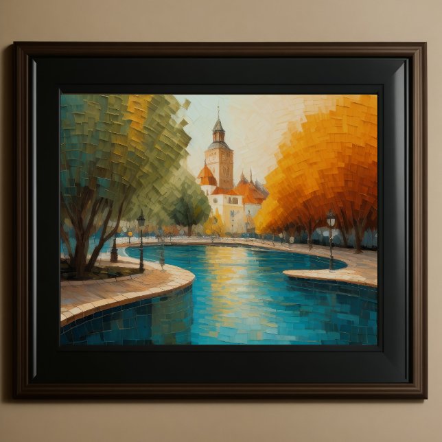 Modern Abstract Design Gold Orange Blue European  Poster (Creator Uploaded)