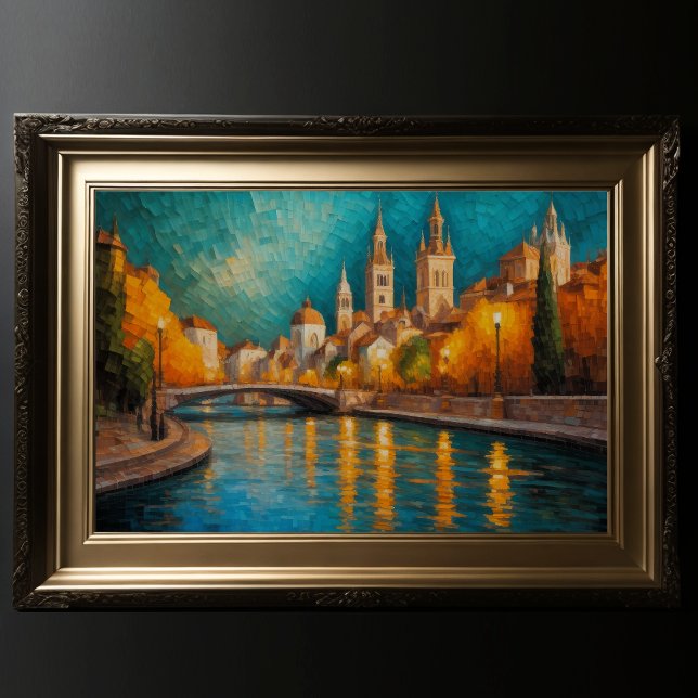 Modern Abstract Design Gold Orange Blue European  Poster (Creator Uploaded)