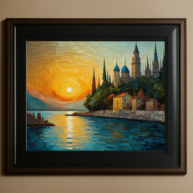 Modern Abstract Design Gold Orange Blue European  Poster (Creator Uploaded)