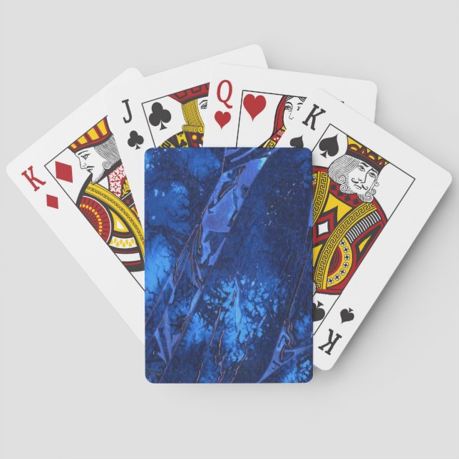Modern abstract design in cool underwater blues playing cards (Back)