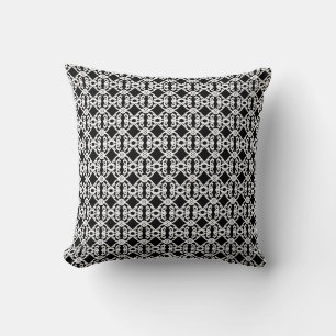 Modern abstract diamond pattern in black & white cushion