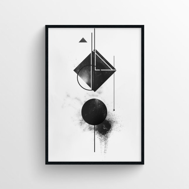 Modern Abstract Digital Art in Black and White Poster (Creator Uploaded)
