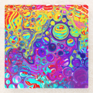 Modern Abstract Digital Fluid Art     Glass Coaster