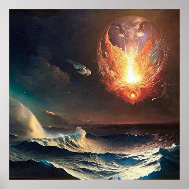 Modern Abstract digital painting sky lights Poster (Front)