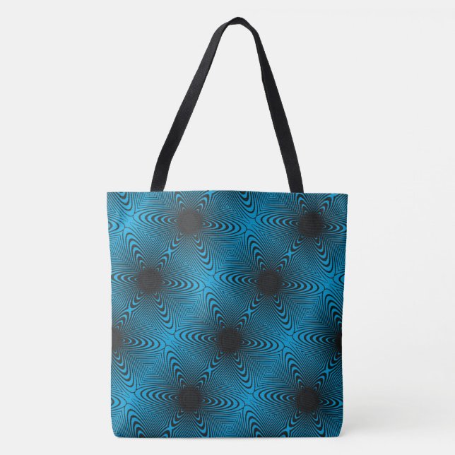 MODERN abstract draw in-black-teal blue-mosaic Tote Bag (Front)