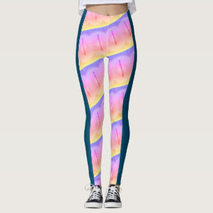 MODERN abstract draw in-  blue black yellow pink Leggings