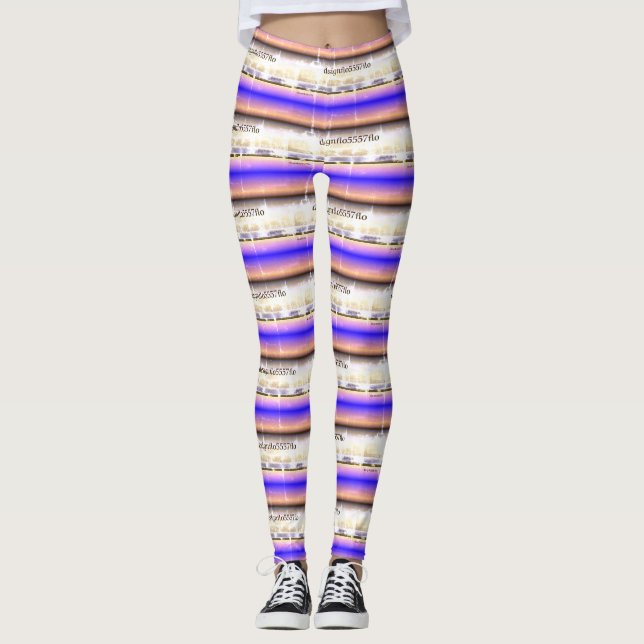 MODERN abstract draw in-blue-light-brown Leggings (Front)