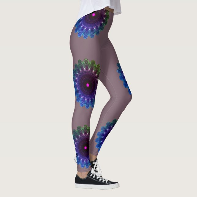 MODERN abstract draw in-Colour: #7D616C-blue-pink Leggings (Right)