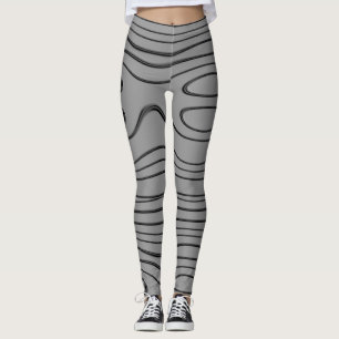 MODERN abstract draw in-deep-gray-black- Leggings