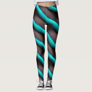 MODERN abstract draw in-light teal blue black gray Leggings