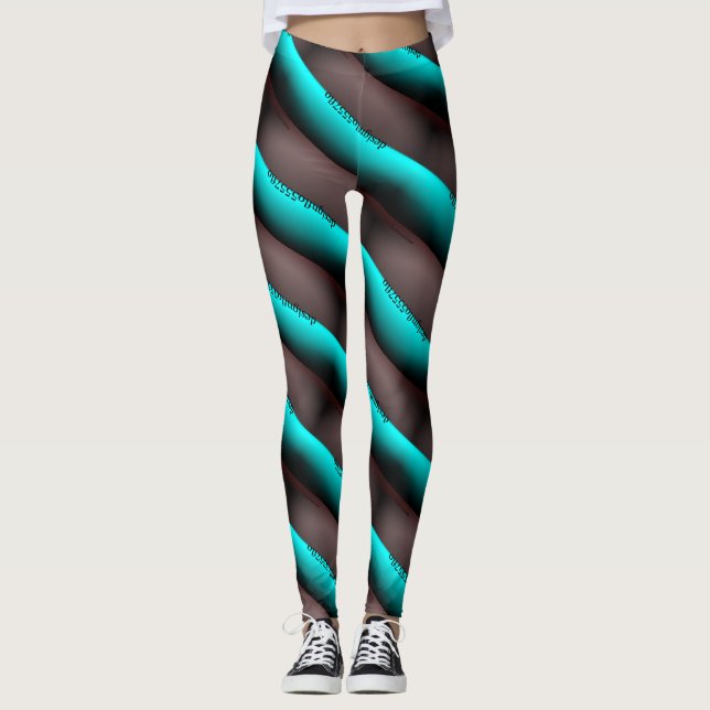 MODERN abstract draw in-light teal blue black grey Leggings (Front)