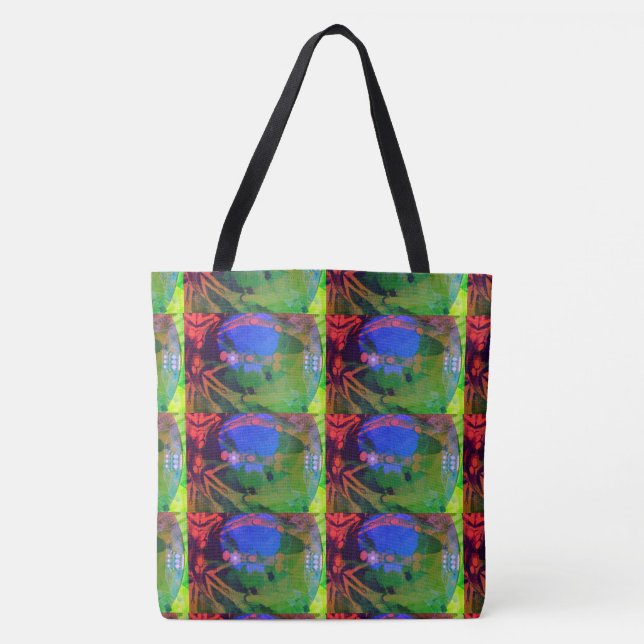 MODERN abstract draw in-light-yellow-green-blue Tote Bag (Front)