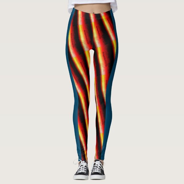 MODERN abstract draw in-red  blue black yellow Leggings (Front)