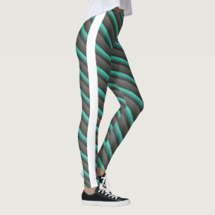 MODERN abstract draw in-white green deep grey Leggings
