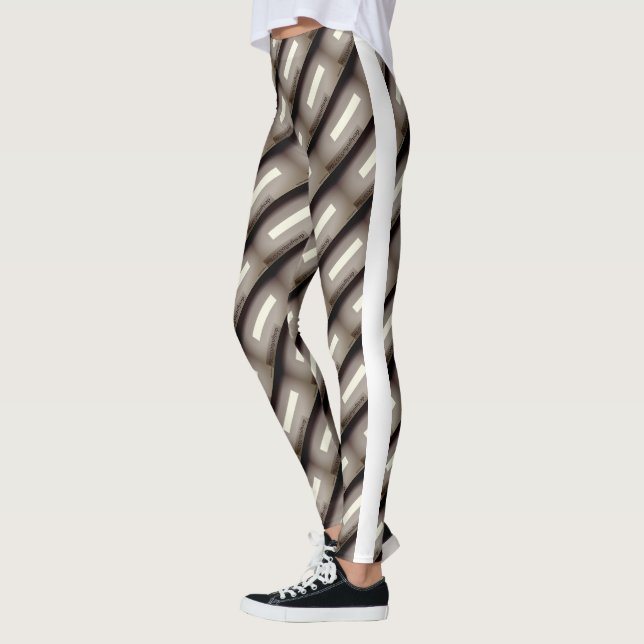 MODERN abstract draw in-white light brown black Leggings (Left)
