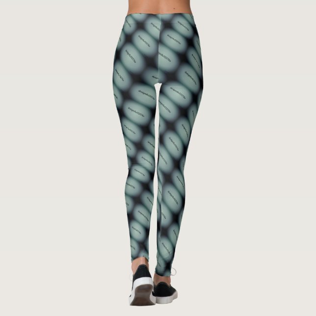 MODERN abstract draw in- white light grey green Leggings (Back)