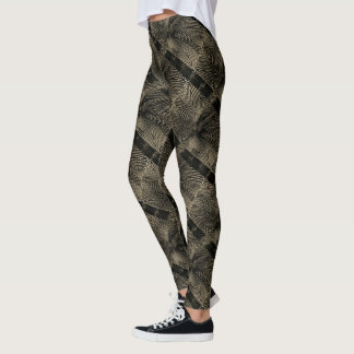 MODERN abstract drawing-black-gold-mosaic Leggings