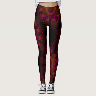 MODERN abstract drawing-black-red-brown-mosaic Leggings