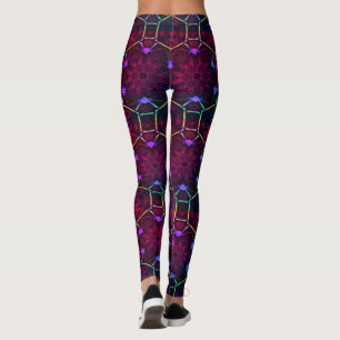 MODERN abstract drawing in-black-red-pink-mosaic Leggings