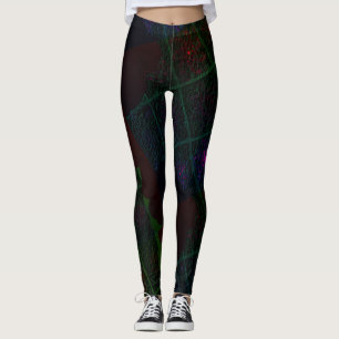 MODERN abstract drawings in olive mosaic Leggings
