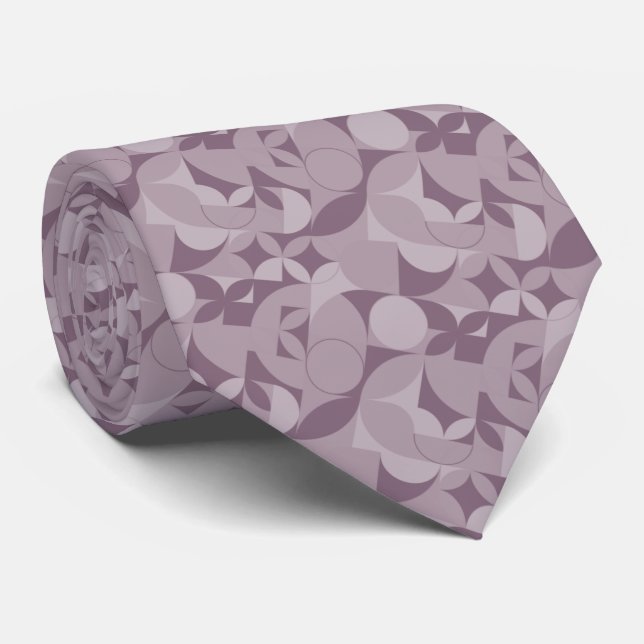 Modern Abstract Dusty Purple Circle Design Tie (Rolled)