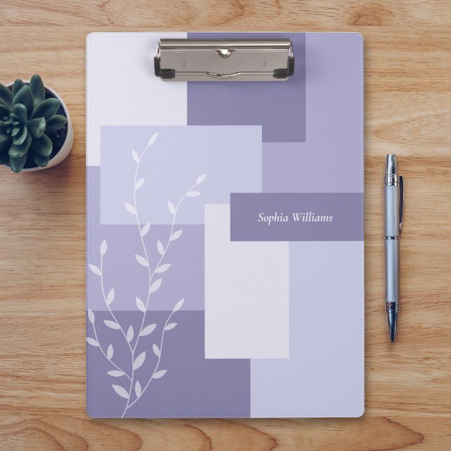 Modern Abstract Dusty Purple White Leaf Clipboard (Creator Uploaded)