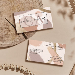 Modern Abstract Earth Tone Gold Signature Script Business Card