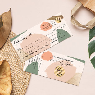 Modern Abstract Earth Tones Gold Gift Certificate