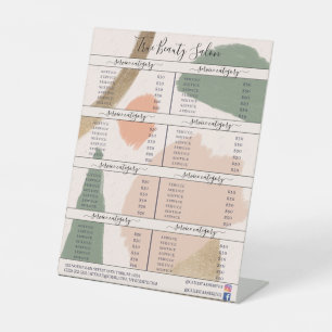 Modern Abstract Earth Tones Gold Price List Pedest Pedestal Sign