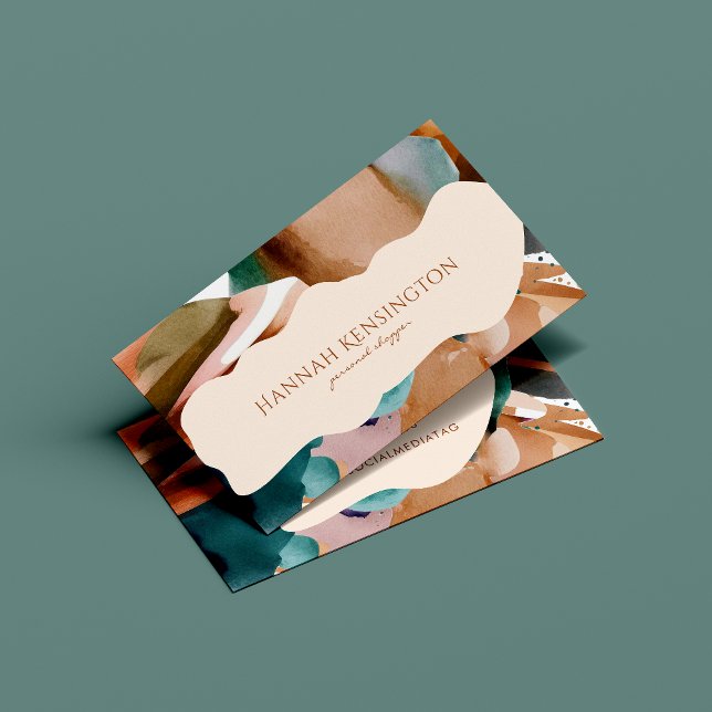 Modern Abstract Earth Tones Terracotta Teal Business Card (Creator Uploaded)