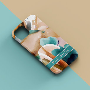 Modern Abstract Earth Tones Terracotta Teal iPhone 14 Pro Max Case