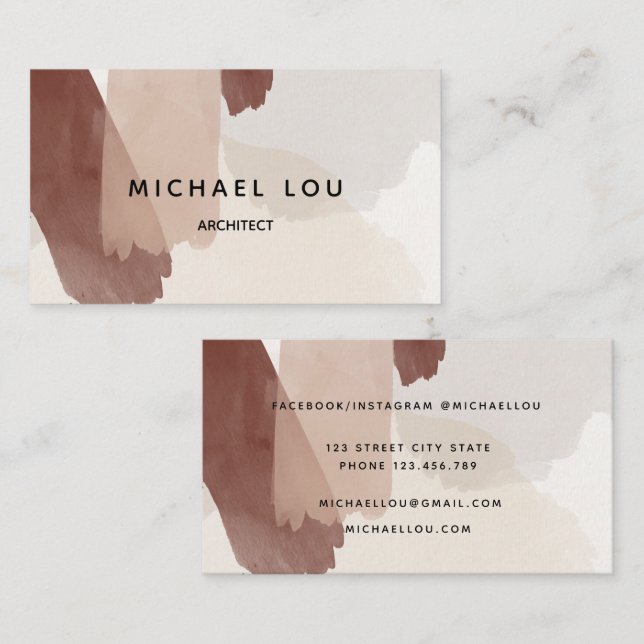 Modern Abstract Earth Tones Trendy Business Card (Front/Back)
