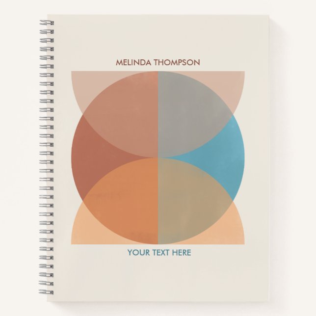 Modern Abstract Earthy Tones Geometric Watercolor Notebook (Front)