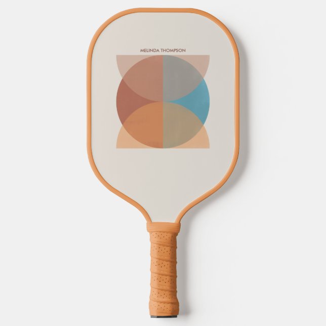 Modern Abstract Earthy Tones Geometric Watercolor  Pickleball Paddle (Front)