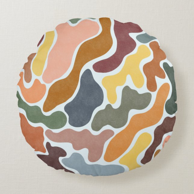 Modern abstract, earthy tones illustration. round cushion (Front)