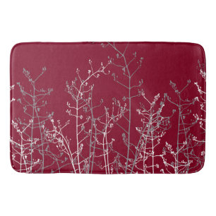 Modern Abstract Elegant Burgundy Flowers Bath Mat