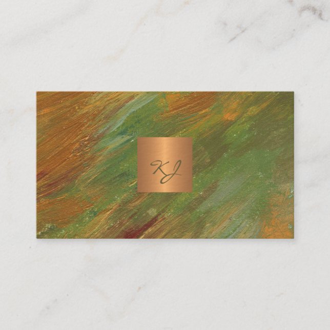 Modern abstract elegant gold monogrammed business card (Front)
