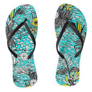 Modern Abstract Exotic Floral Art Jandals